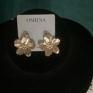 Gold Floral Statement Stud Earrings